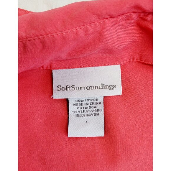 Soft Surroundings Coral Asymmetrical Button-Front Tunic Top Long Sleeve Size L - Picture 7 of 8
